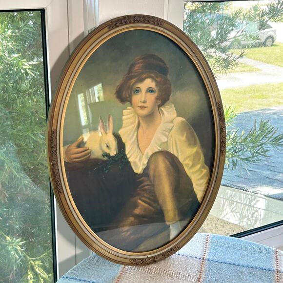 Vintage Sir Henry Raeburn Age of Innocence Young Boy, Gilted Ornate Oval Frame - Picture 9 of 16